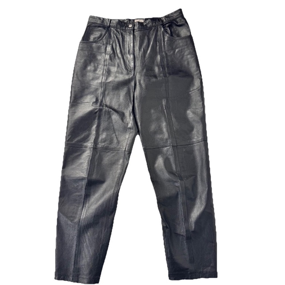 Together Leather Pants Women 14 Black Tapered High‎ Waisted Genuine Leather